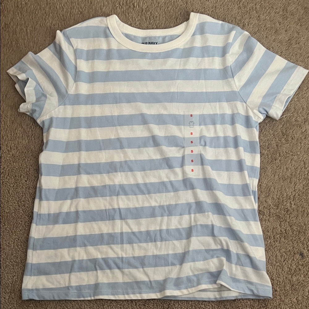 Old Navy Light Blue and White Striped Tee